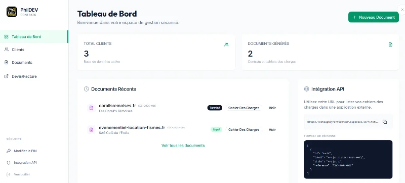 Capture d'écran — CDC Generator