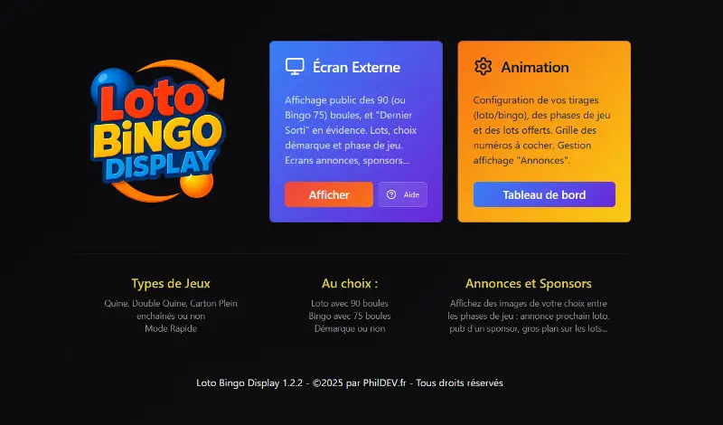 Capture d'écran — Loto Bingo Display