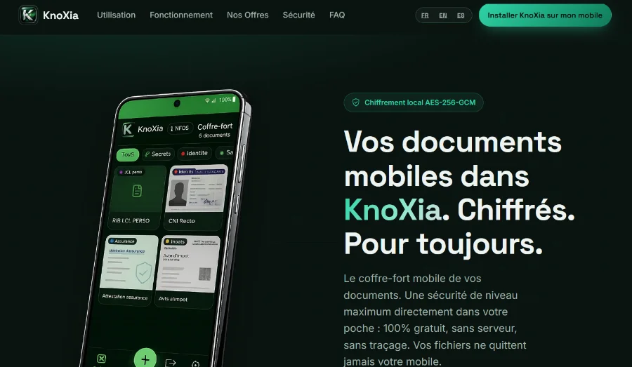 Capture d'écran — KnoXia, le site